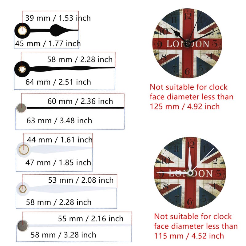 TIKROUND 12888 Youngtown Snap in Type 4.5mm Hour Shaft Length Continuous Sweep Quartz Clock Movement,8mm Total Shaft Length (D Hands) - Image 5